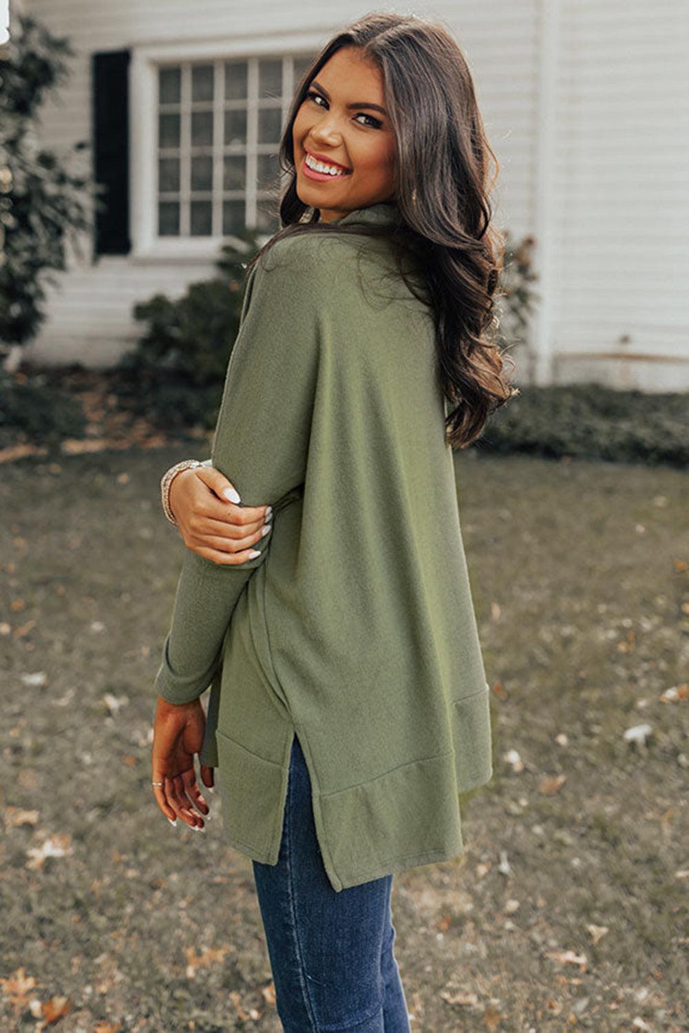 Green Cowl Neck Loose Fit Tunic Top - The Fair Lady Shop