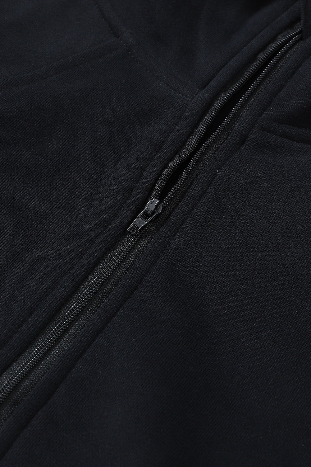 Black Zip Up Stand Collar Ribbed Thumbhole Sleeve Sweatshirt - The Fair Lady Shop