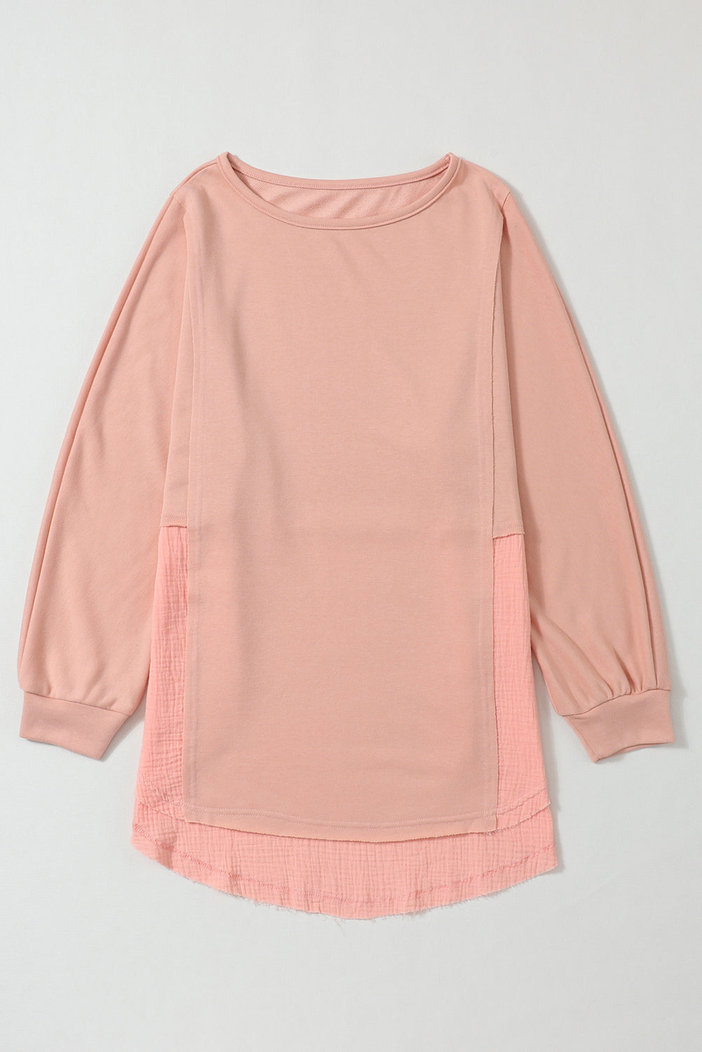 Orange Crinkled Patchwork Raw Hem Oversized Top - The Fair Lady Shop