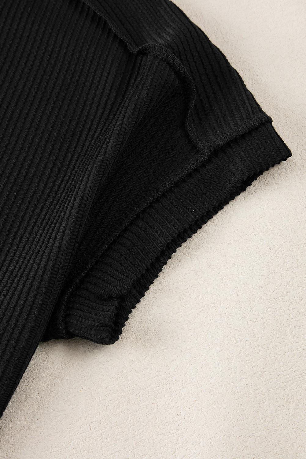 Medium Grey Ribbed Knit Exposed Seam Round Neck T-shirt - The Fair Lady Shop