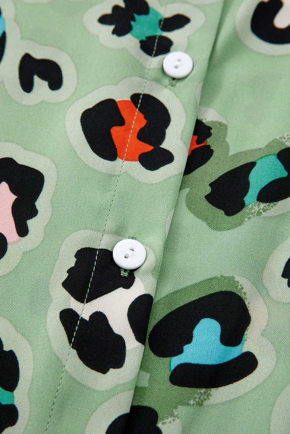 Green Leopard Print Short Sleeve Shirt and Wide Leg Pants Set - The Fair Lady Shop