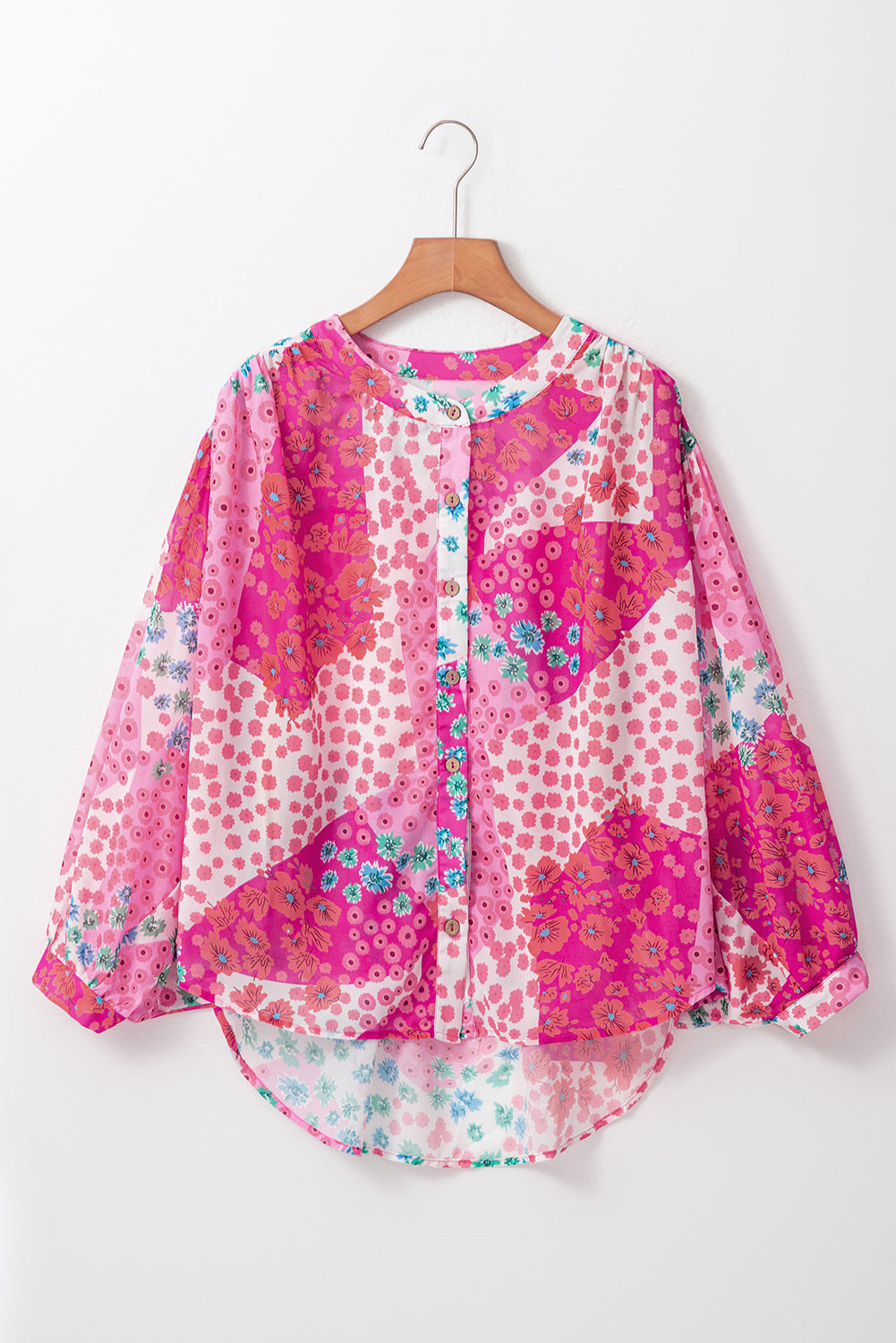Rose Red Floral Print Dolman Sleeve Blouse - The Fair Lady Shop