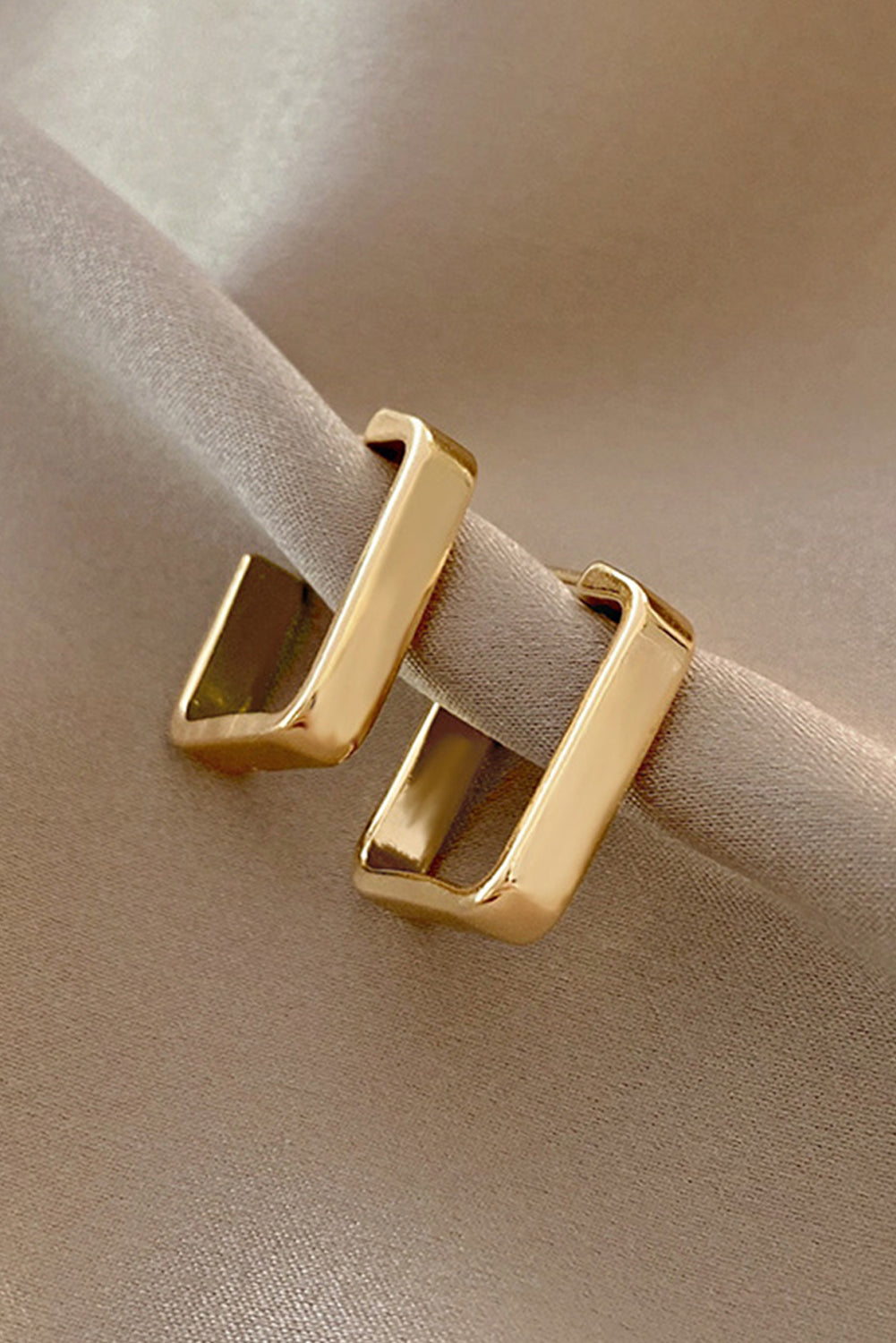 Gold Square Hook Plated Alloy Stud Earrings - The Fair Lady Shop