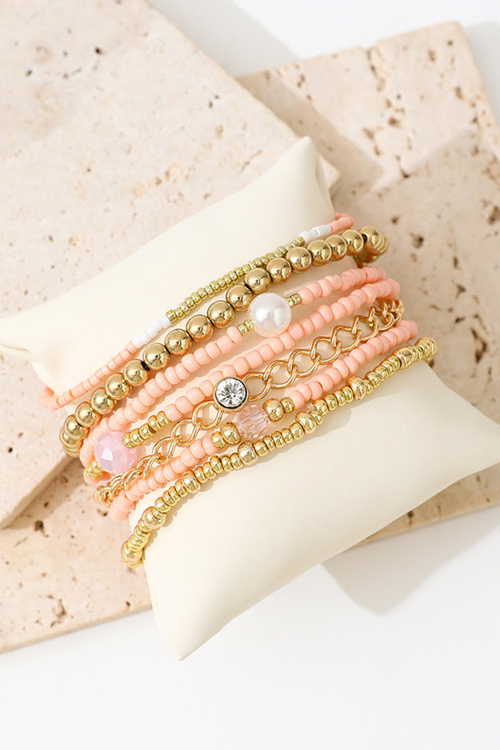 Gold Chain and Beaded Stretch Bracelet Set - The Fair Lady Shop
