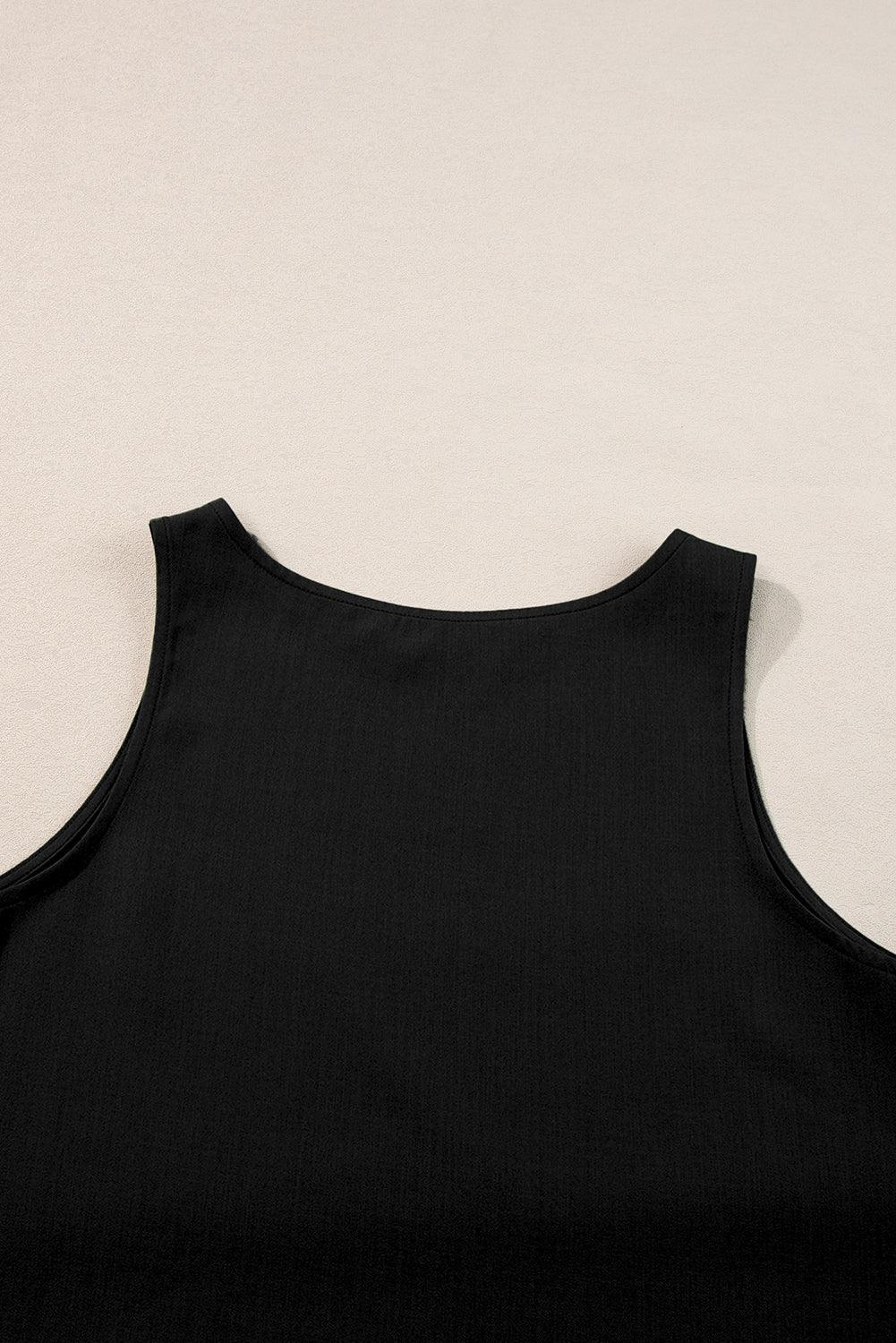 White Ricrac Applique Sleeveless Top and Pocketed Shorts Set - The Fair Lady Shop