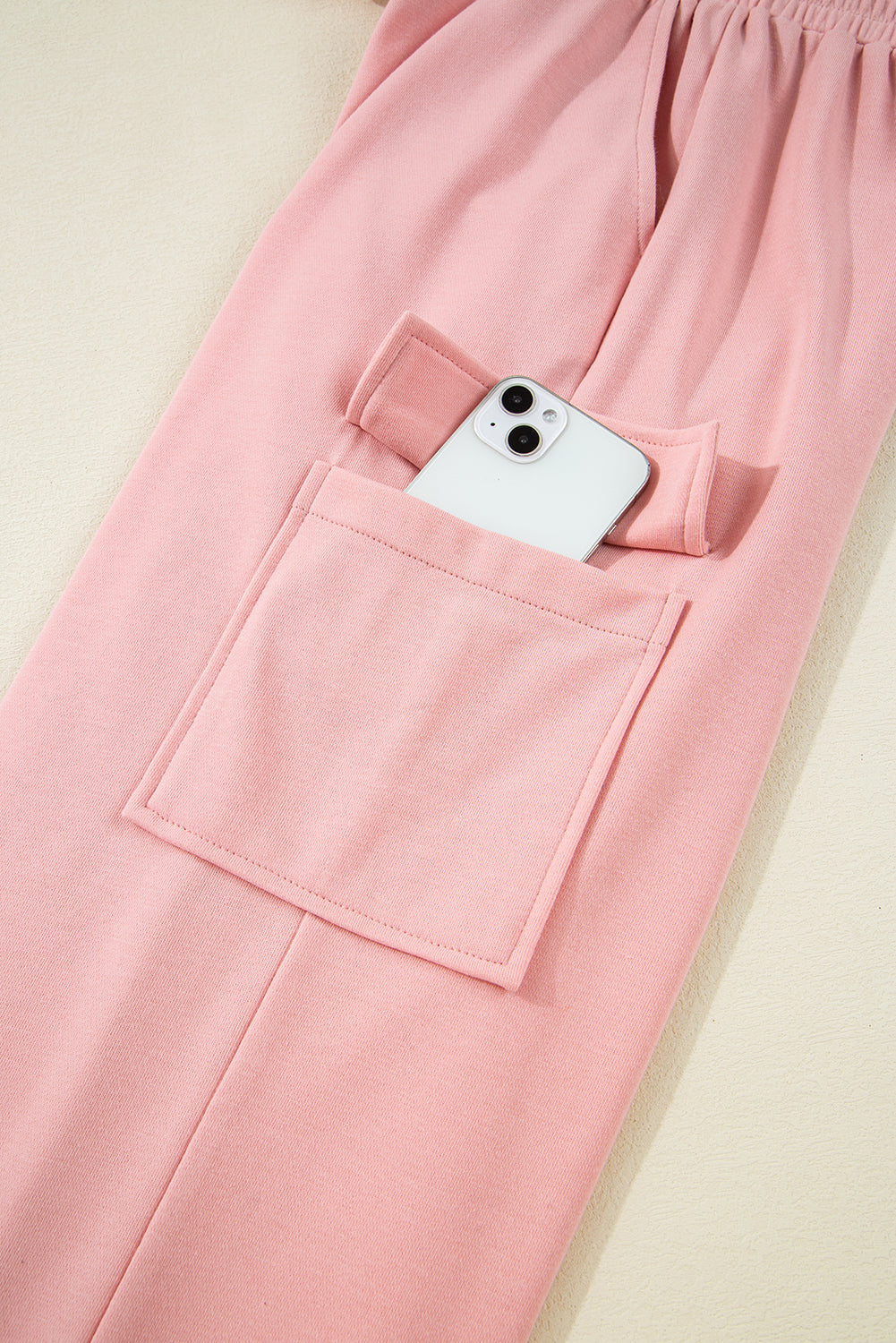Apricot Pink Half Sleeve T-Shirt & Cargo Sweatpants Set - The Fair Lady Shop