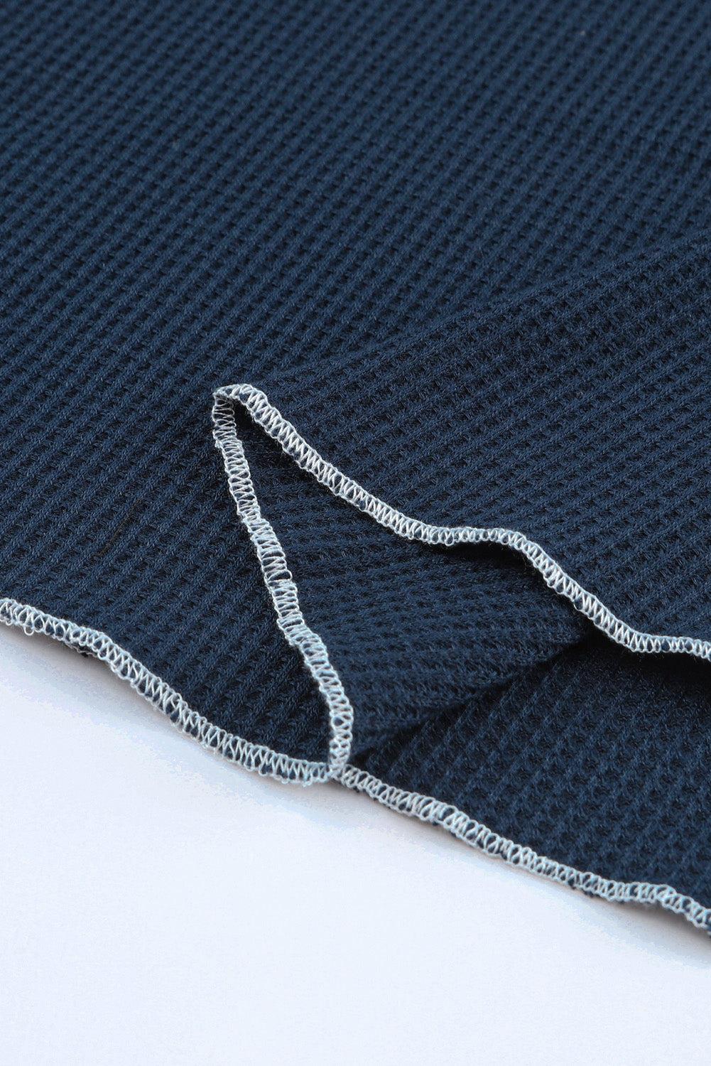 Blue Exposed Seam Textured Pullover Long Sleeve Top - The Fair Lady Shop