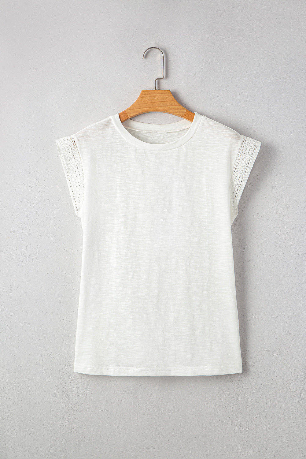 White Lace Patchwork Cap Sleeve Round Neck Top - The Fair Lady Shop
