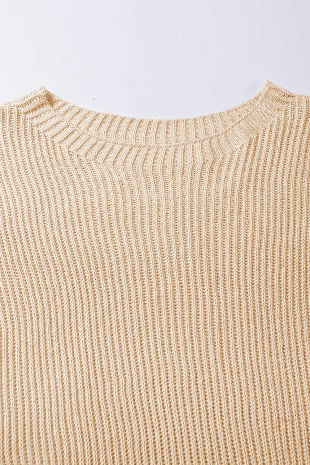 Apricot Side Slit Short Sleeve Oversized Sweater - The Fair Lady Shop