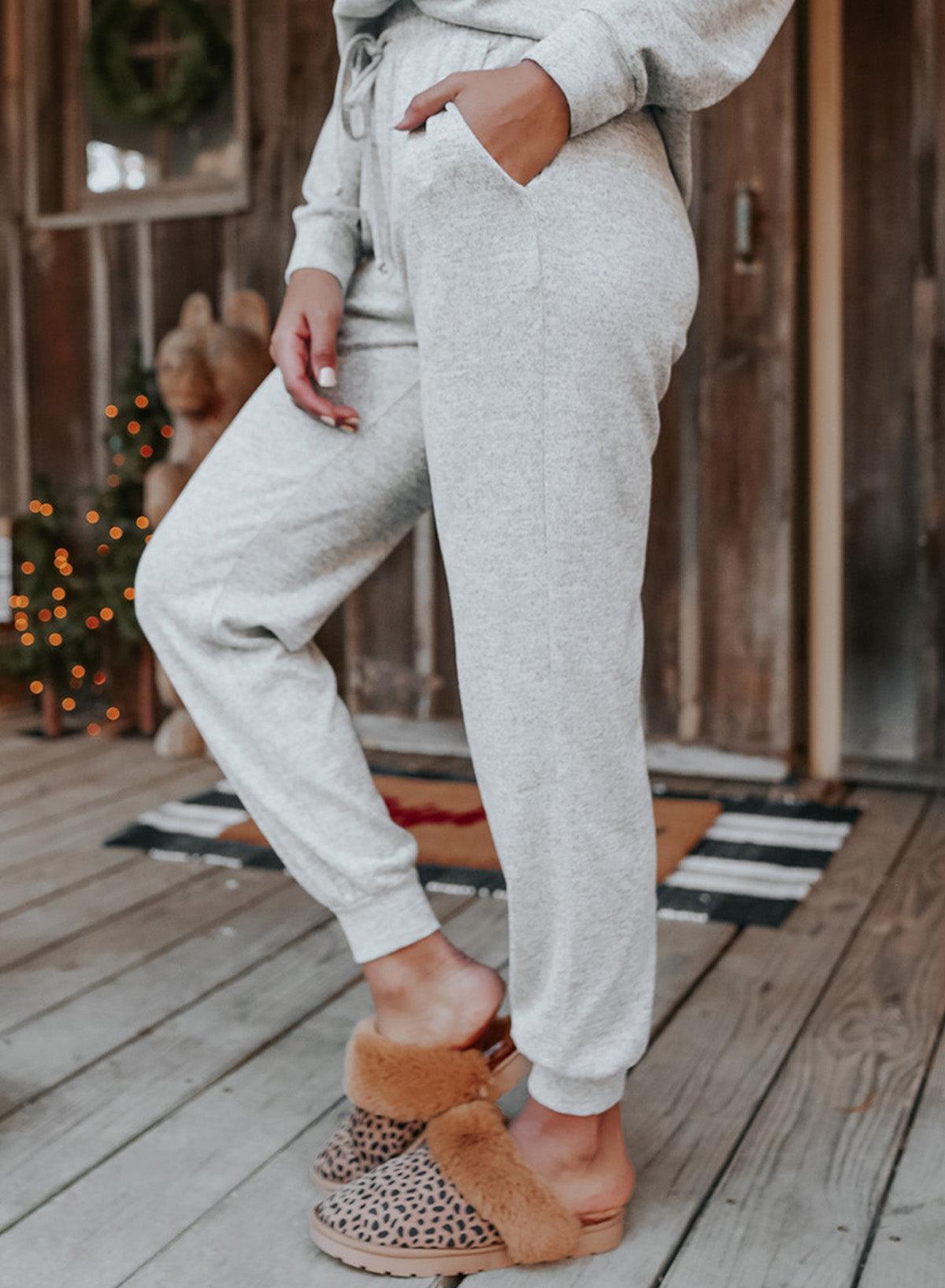 Khaki Long Sleeve Pullover & Jogger Pants Loungewear Set - The Fair Lady Shop