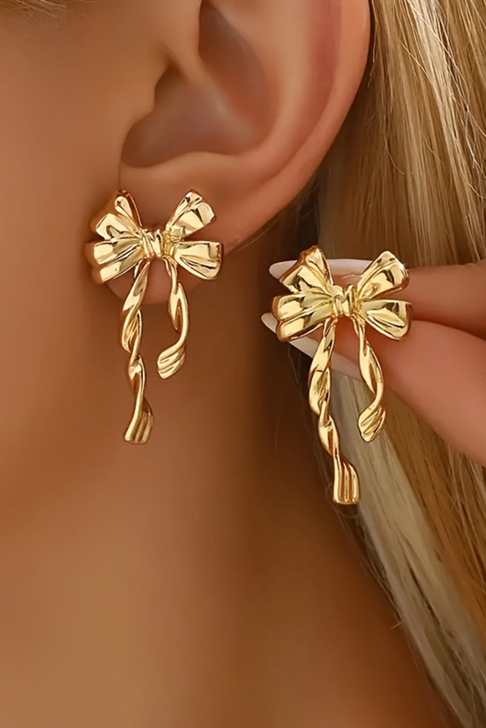 Gold Elegant Bow Stud Earrings - The Fair Lady Shop
