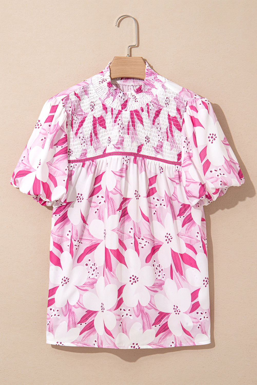 Rose Floral Frilled Collar Short Sleeve Blouse - The Fair Lady Shop