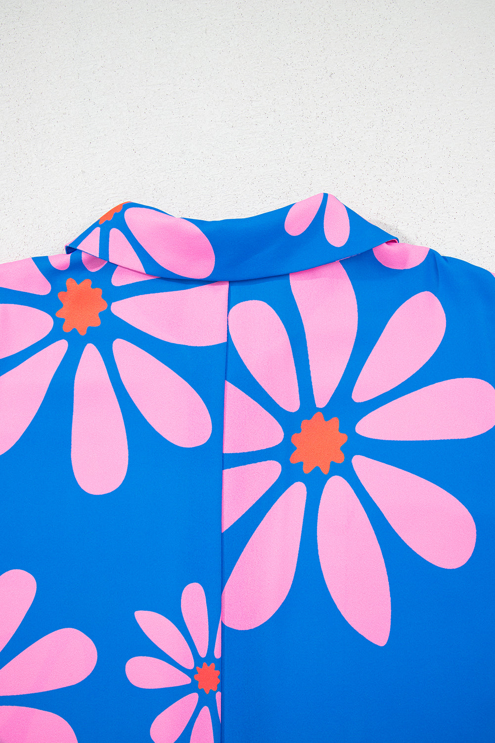 Blue Summer Flower Print Shirt Collar Loose Romper - The Fair Lady Shop