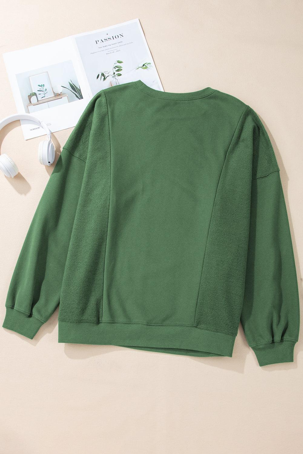 Apricot Loose Patchwork Crewneck Plus Size Sweatshirt - The Fair Lady Shop