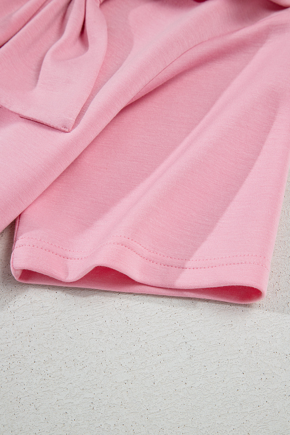 Pink Bow Applique Solid Color Sweet T-shirt - The Fair Lady Shop