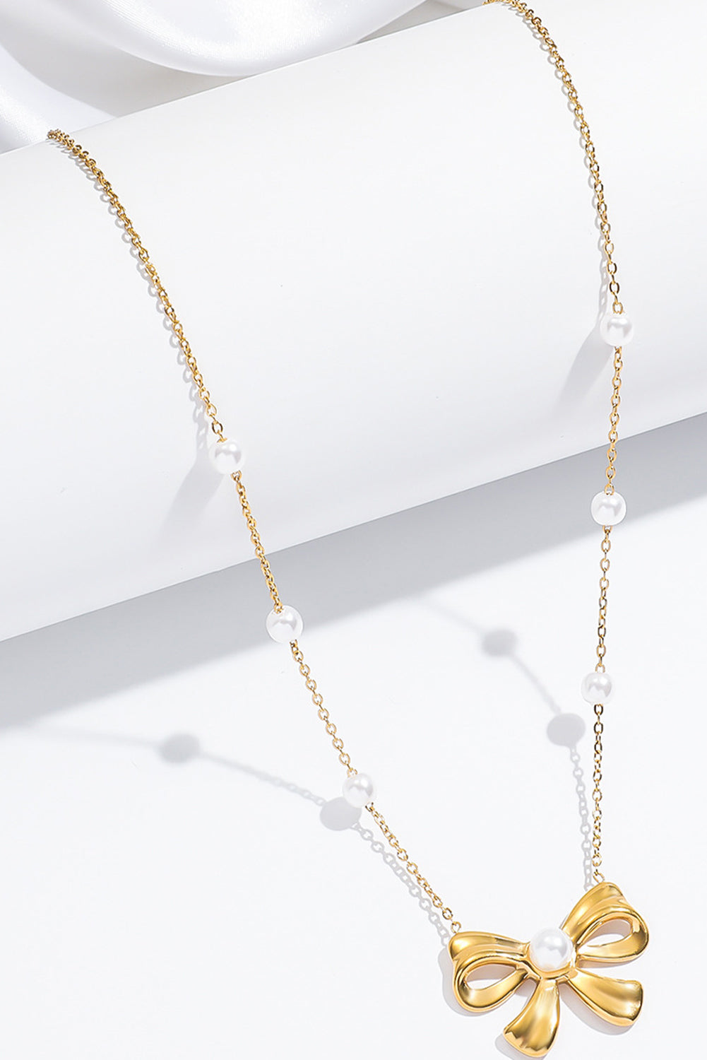 Gold Pearl Bowknot Elegant Necklace - The Fair Lady Shop