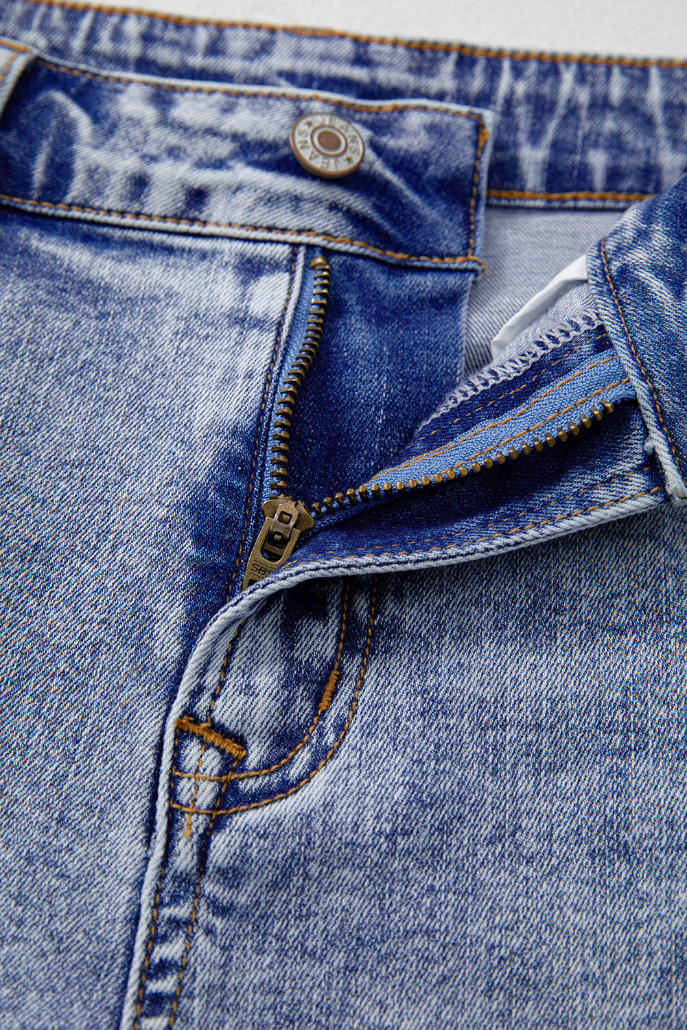 Beau Blue Pearl Studded Pocket Raw Hem Denim Shorts - The Fair Lady Shop