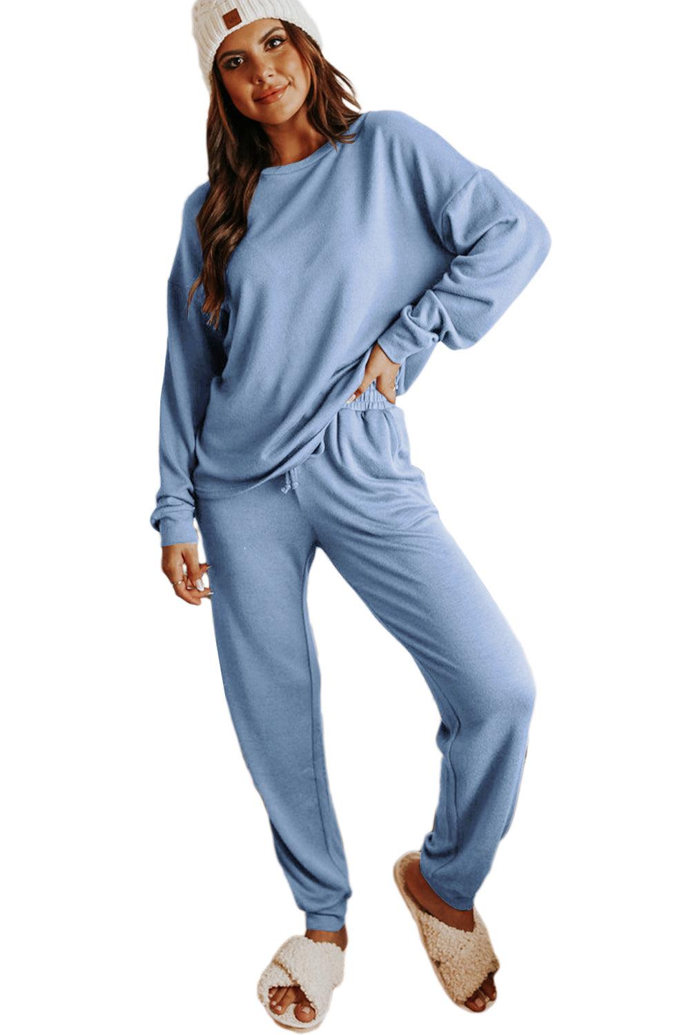 Khaki Long Sleeve Pullover & Jogger Pants Loungewear Set - The Fair Lady Shop