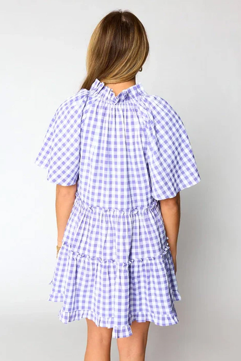 Lavendula Plaid Frill Tiered Mini Dress - The Fair Lady Shop