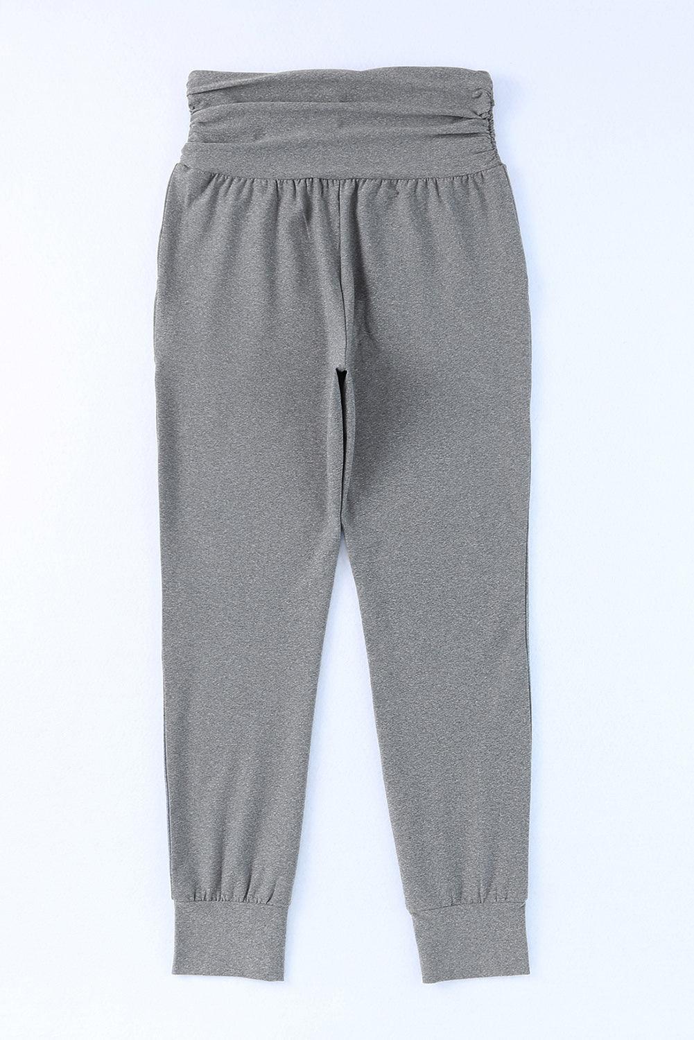 Black Pleated Casual Pocket High Waisted Leggings - The Fair Lady Shop