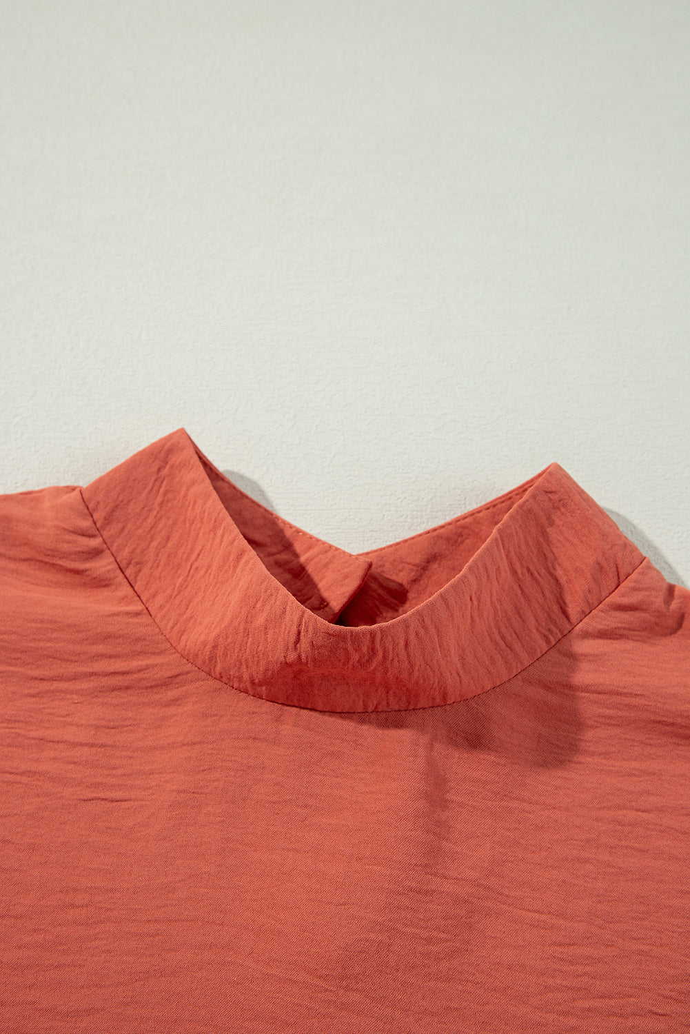 Russet Orange Swiss Dot Balloon Sleeve Patchwork Crinkle Blouse - The Fair Lady Shop