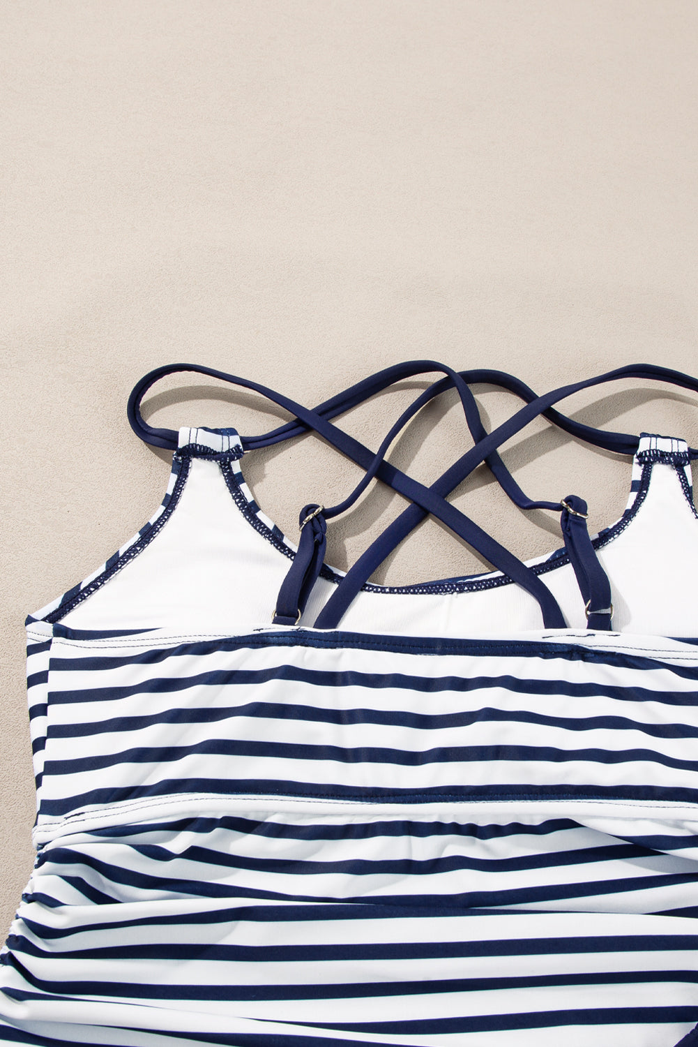 Blue Stripe Drawstring Tummy Control 2pcs Tankini Set - The Fair Lady Shop