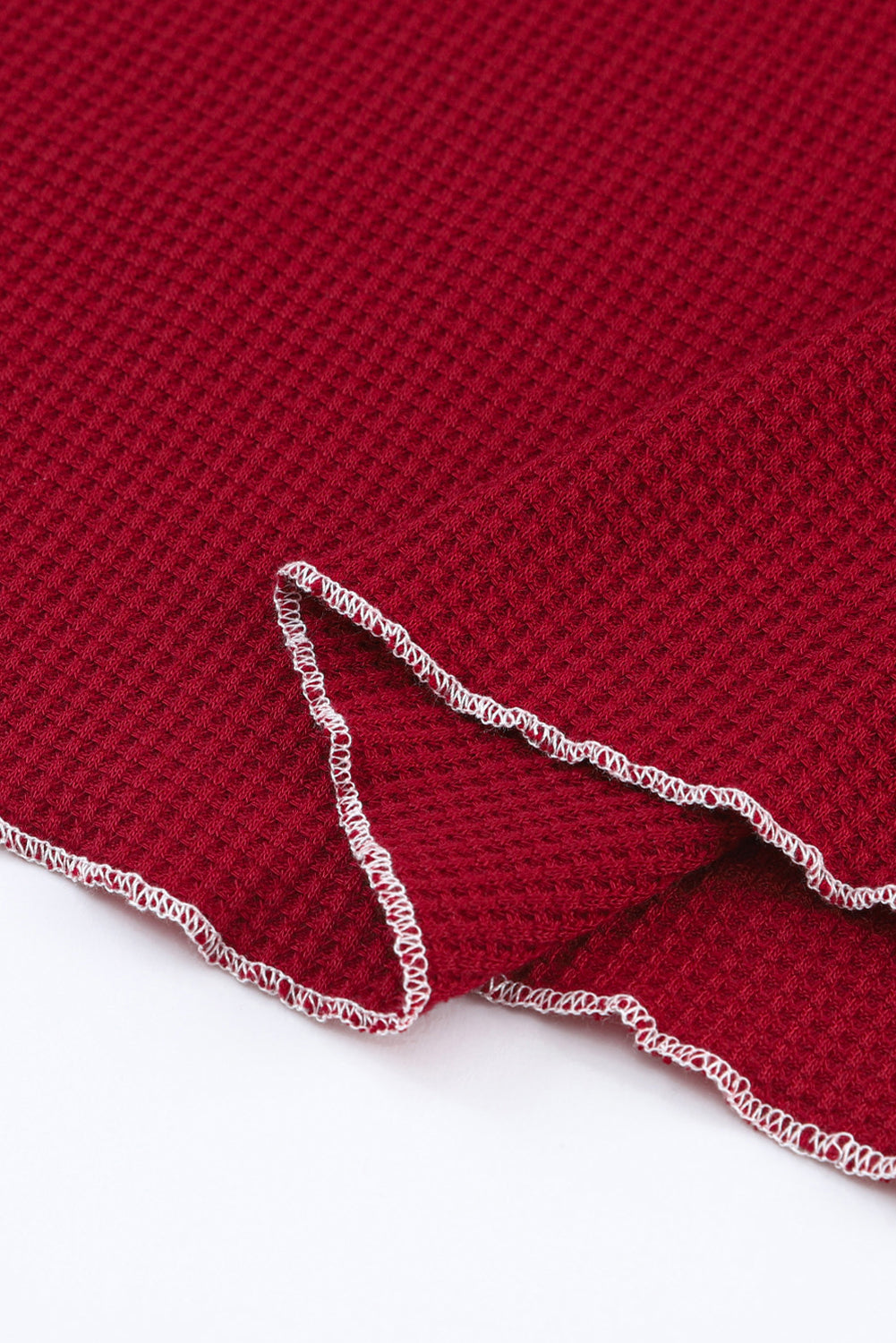 Red Exposed Seam Textured Pullover Long Sleeve Top - The Fair Lady Shop