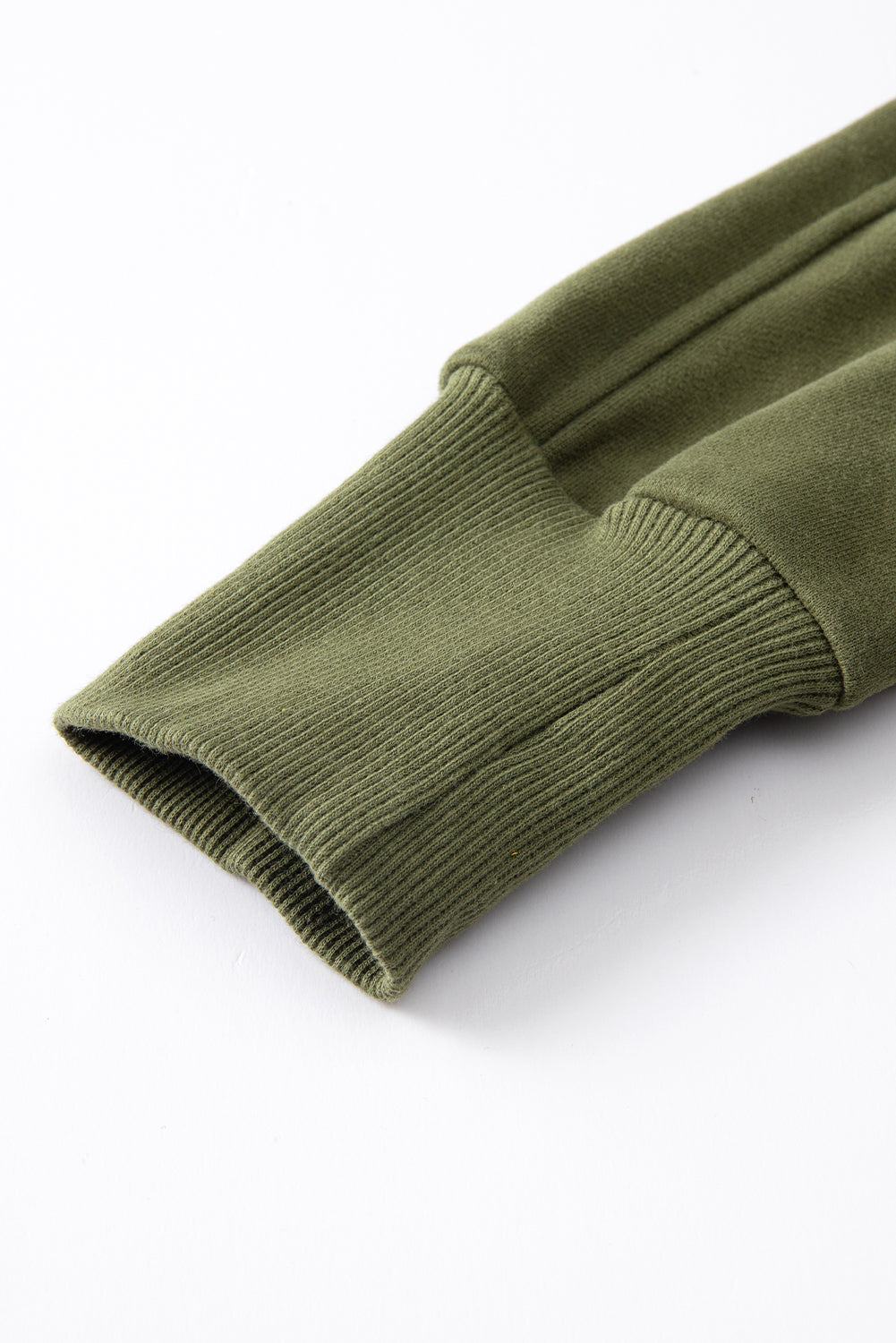 Green Zip Up Stand Collar Ribbed Thumbhole Sleeve Sweatshirt - The Fair Lady Shop