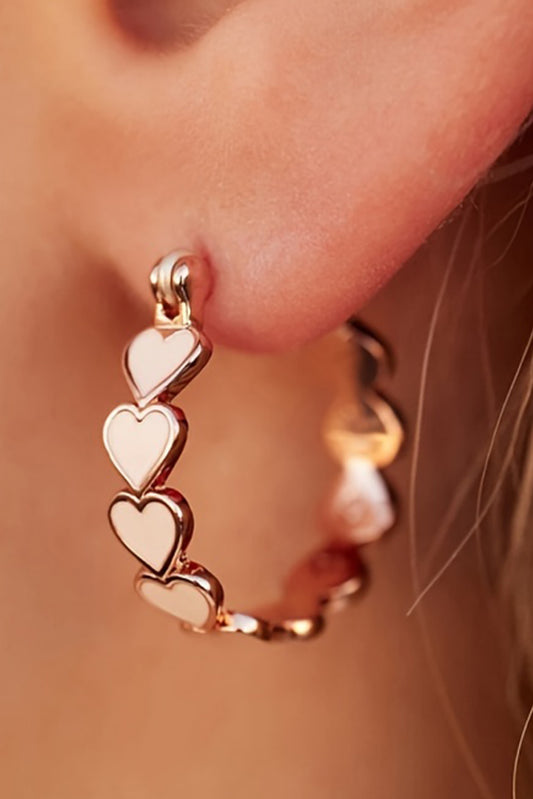 White Valentine Heart Hoop Earrings