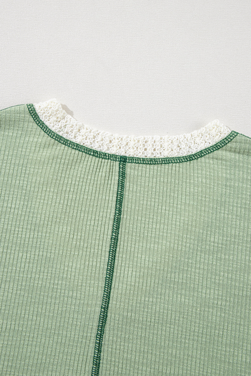 Grass Green Crochet Patchwork Exposed Seam High Low Loose Top - The Fair Lady Shop