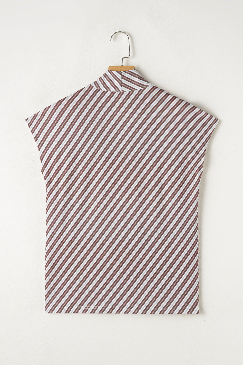 Chestnut Stripe V-Neck Cap Sleeve Blouse - The Fair Lady Shop