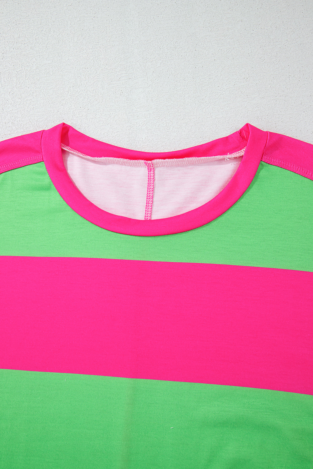 Light Green Colorblock Drop Sleeve Round Neck Top - The Fair Lady Shop