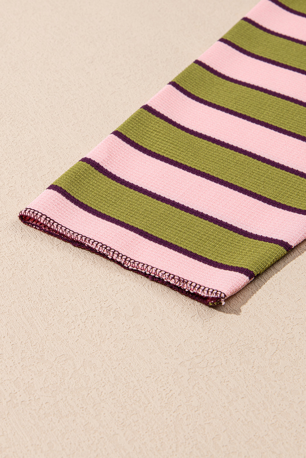 Spinach Green Striped V-Neck Rib-knit Pullover Top - The Fair Lady Shop