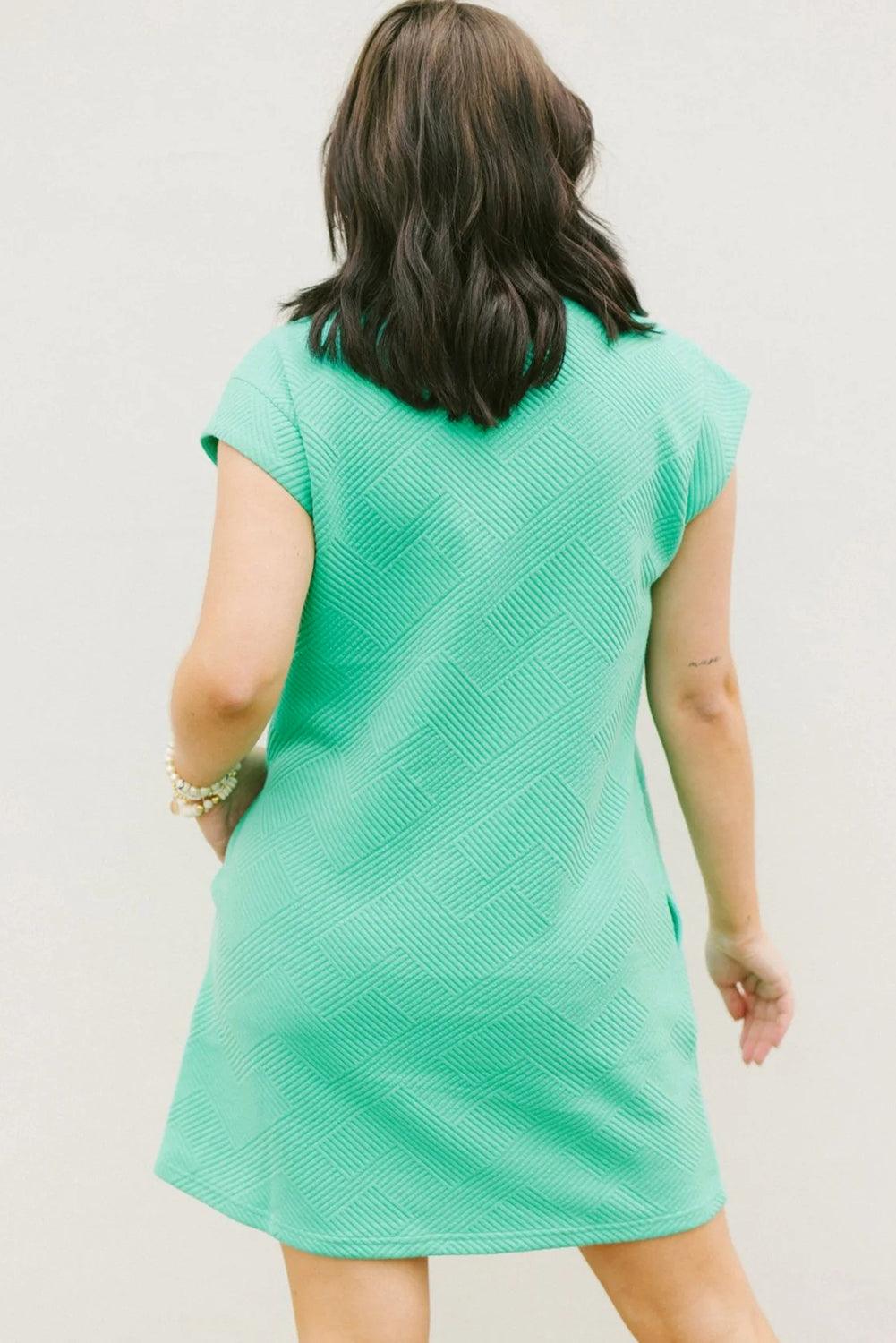 Sachet Pink Plain Textured Pocketed Mini Dress - The Fair Lady Shop