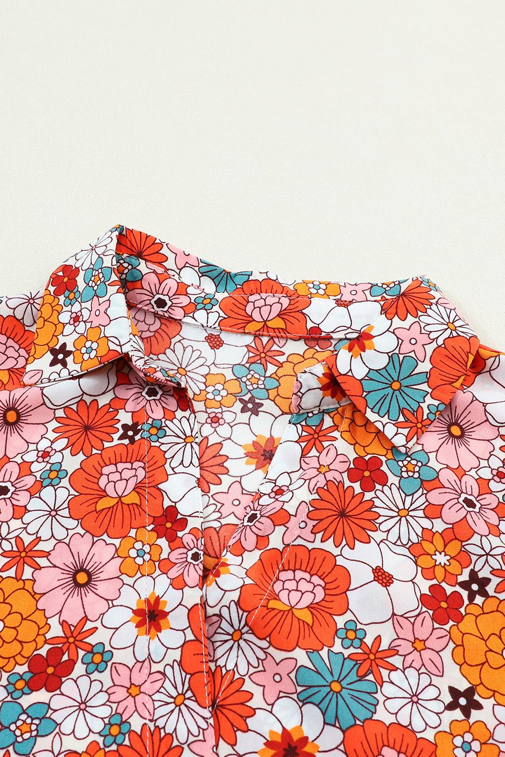 Multicolor Boho Floral Collared Long Sleeve Dress - The Fair Lady Shop