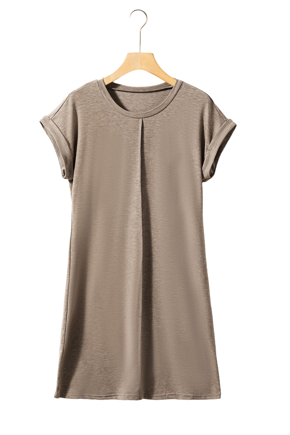 Rose Pink Center Seamed Roll Sleeve T-shirt Dress - The Fair Lady Shop