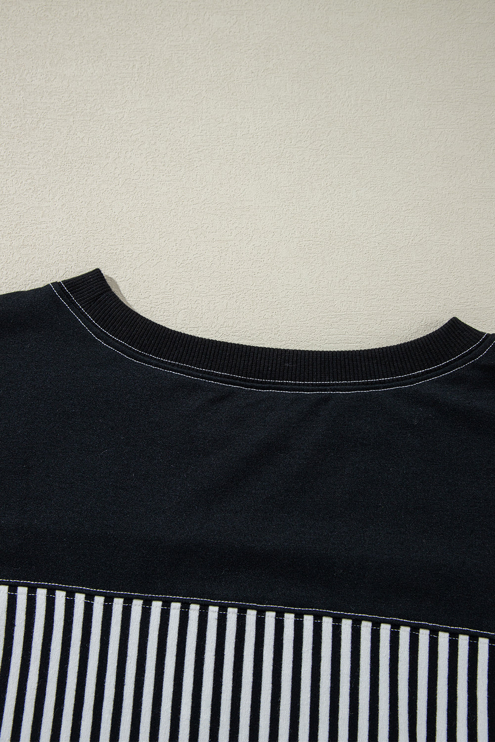 Black & White Striped Patchwork Oversized Tee - The Fair Lady Shop