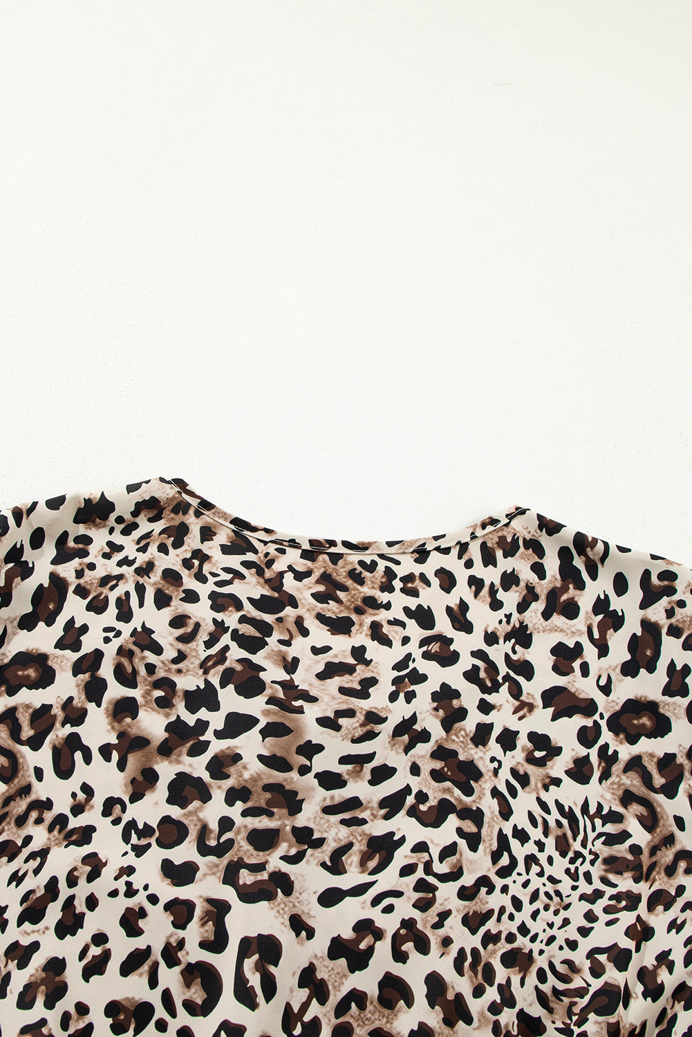 Khaki Leopard Print 3/4 Sleeve Lace-up Ruffle Plus Size Blouse - The Fair Lady Shop