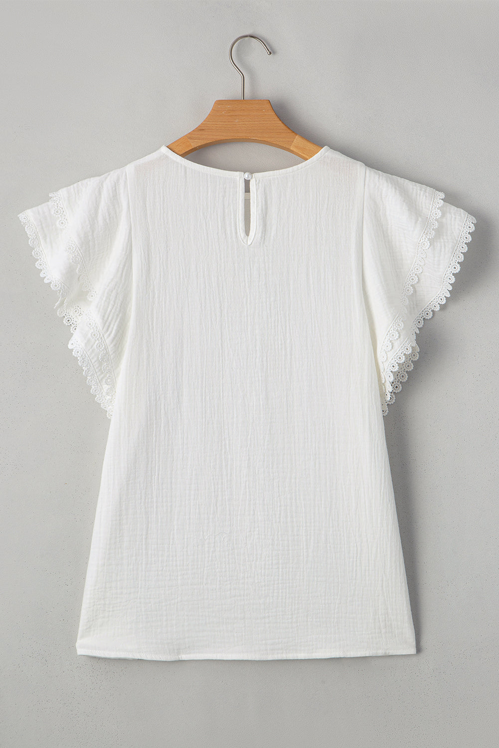 White Crinkled Layered Ruffled Flutter Sleeve Blouse - The Fair Lady Shop