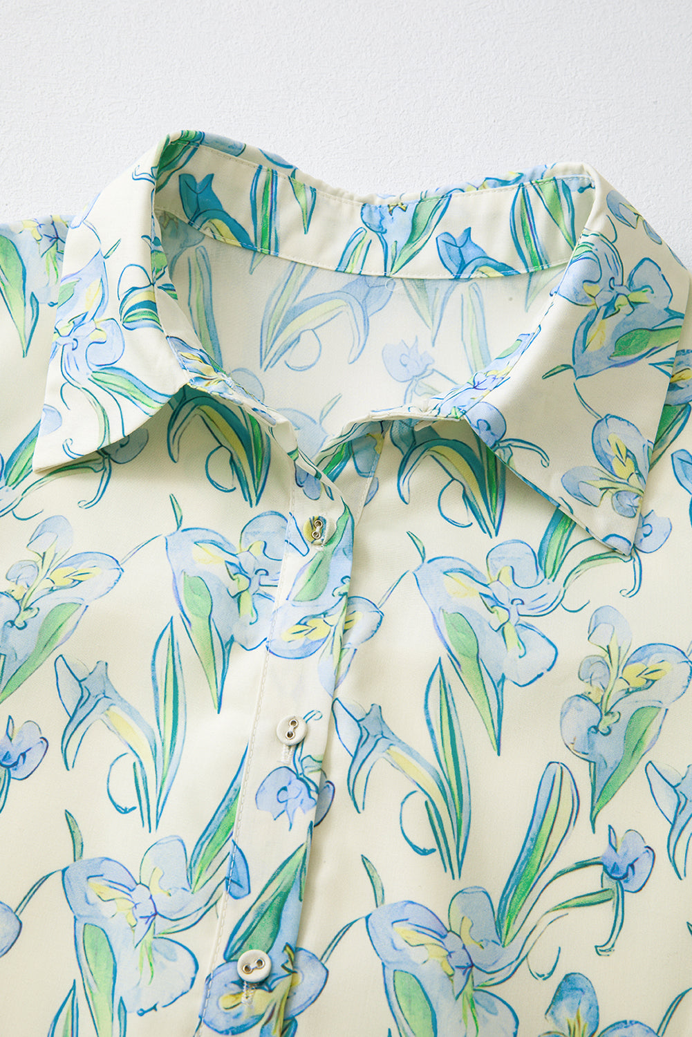 Green Floral Half Button Short Sleeve Mini Dress - The Fair Lady Shop