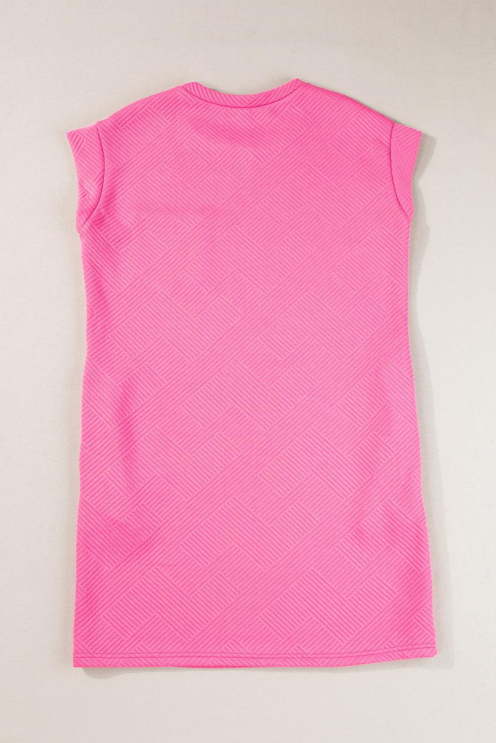 Sachet Pink Plain Textured Pocketed Mini Dress - The Fair Lady Shop